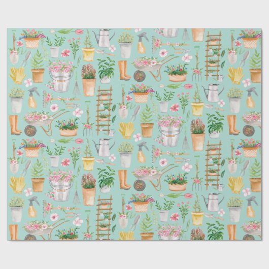 水彩フローラガーデニングツールガーデン ラッピングペーパー (フラット)