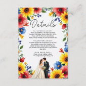 水彩フローラガーデンカップル夏結婚の エンクロージャーカード (正面)