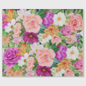 水彩フローラガーデンバラコスモスカラフル ラッピングペーパー (フラット)