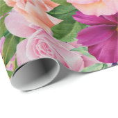 水彩フローラガーデンバラコスモスカラフル ラッピングペーパー (ロールコーナー)