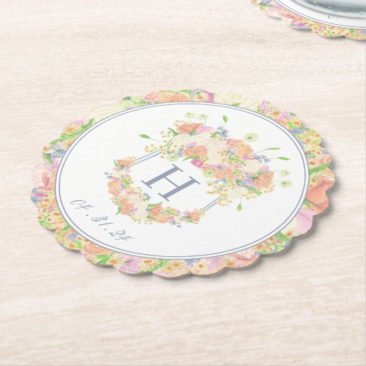 水彩フローラガーデンパーティークレスト ペーパーコースター (アングル)