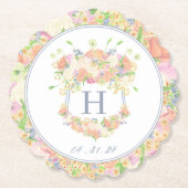 水彩フローラガーデンパーティークレスト ペーパーコースター (正面)