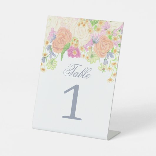 水彩フローラガーデンパーティーテーブル番号 台座サイン (正面)