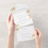 水彩フローラガーデンパーティー結婚クレスト オールインワン招待状 (貼ってはがせる)