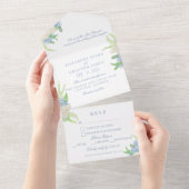 水彩フローラガーデンパーティー結婚クレスト オールインワン招待状 (貼ってはがせる)