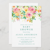 水彩フローラガーデンベビーシャワー招待状 招待状 (正面/裏面)