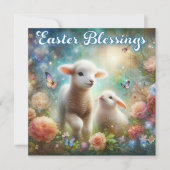 水彩フローラガーデンラムアンドバニーイースター シーズンカード (正面)