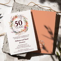 水彩フローラガーランドコーラルピンク結婚50th