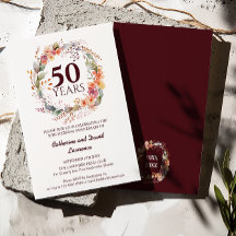 水彩フローラガーランドダークレッド結婚50th