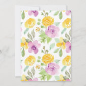 水彩フローラガールの最初の誕生日パーティー 招待状 (裏面)