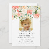 水彩フローラガールズ1stバースデーフォト招待状 招待状 (正面/裏面)