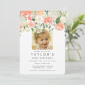 水彩フローラガールズ1stバースデーフォト招待状 招待状 (スタンド正面)