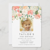 水彩フローラガールズ1stバースデーフォト招待状 招待状 (正面)