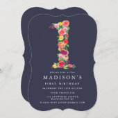 水彩フローラガールズ1st誕生日招待状 招待状 (正面/裏面)