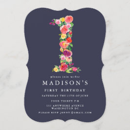 水彩フローラガールズ1st誕生日招待状 招待状