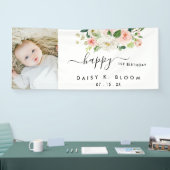 水彩フローラガールフォト誕生日 横断幕 (トレードショー)