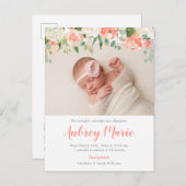 水彩フローラガールフォト誕生 案内ポストカード (正面/裏面)
