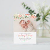 水彩フローラガールフォト誕生 案内ポストカード (スタンド正面)