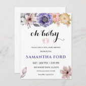 水彩フローラガールベビーシャワー招待状 招待状 (正面/裏面)