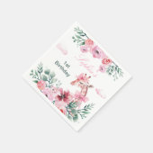 水彩フローラキリンRibbon女の子誕生日 スタンダードカクテルナプキン (角)