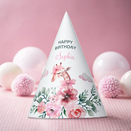 水彩フローラキリンRibbon女の子誕生日 パーティーハット