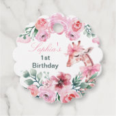 水彩フローラキリンRibbon女の子誕生日 フェイバータグ (正面)