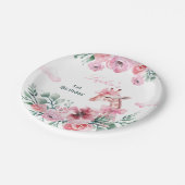 水彩フローラキリンRibbon女の子誕生日 ペーパープレート (アングル)