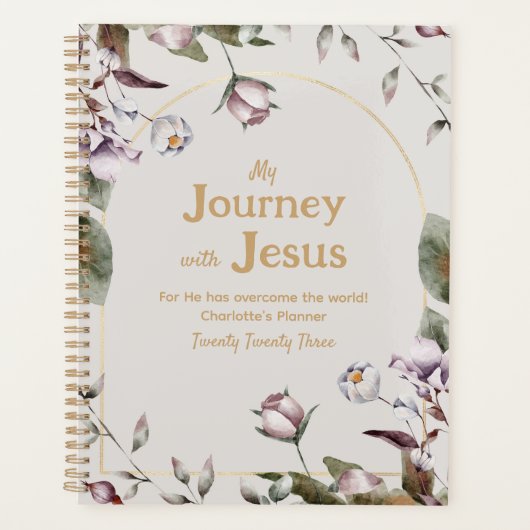 水彩フローラクリスチャンエレガント金ゴールド プランナー手帳 (正面)