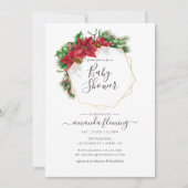 水彩フローラクリスマスジオメトリックベビーシャワー 招待状 (正面)
