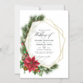水彩フローラクリスマスジオメト結婚リカルのマグン マグネット招待状 (正面)