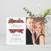 水彩フローラクリスマスジオメト結婚リ サンキューカード (スタンド正面)