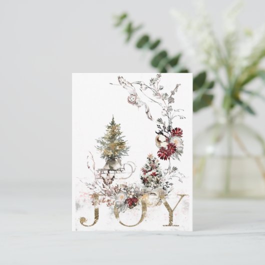 水彩フローラクリスマスジョイ シーズンポストカード (スタンド正面)