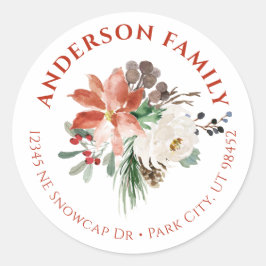 水彩フローラクリスマススモールラウンドラベル ラウンドシール