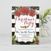 水彩フローラクリスマスパーティの招待状 招待状 (スタンド正面)