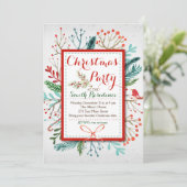 水彩フローラクリスマスパーティの招待状 招待状 (スタンド正面)