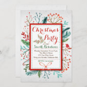 水彩フローラクリスマスパーティの招待状 招待状 (正面/裏面)