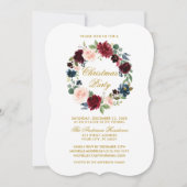水彩フローラクリスマスパーティー金ゴールドBR 招待状 (正面)