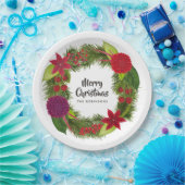 水彩フローラクリスマスパーティー ペーパープレート (パーティー)