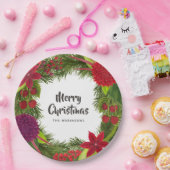 水彩フローラクリスマスパーティー ペーパープレート (パーティー)