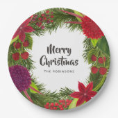 水彩フローラクリスマスパーティー ペーパープレート (正面)