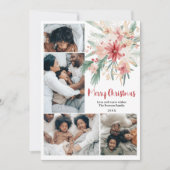 水彩フローラクリスマスファイブフォトコラージュ シーズンカード (正面)