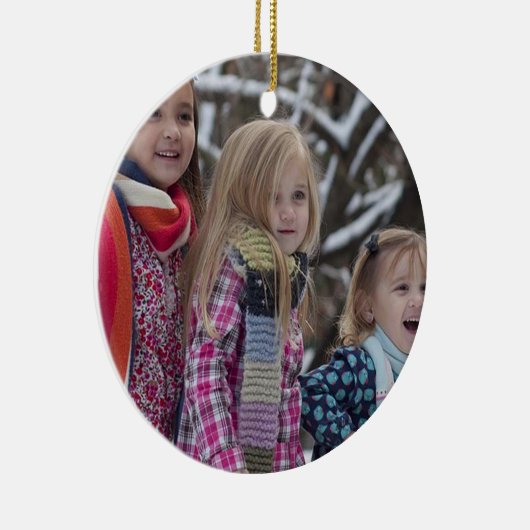 水彩フローラクリスマスファミリーフォト セラミックオーナメント (右)