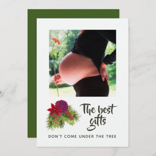 水彩フローラクリスマスベビーの期待 案内状 (正面/裏面)