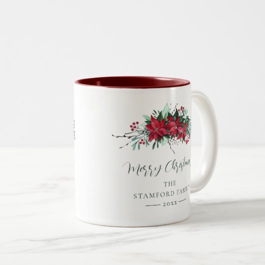 水彩フローラクリスマスホリデーカスタムズ ツートーンマグカップ (正面右)