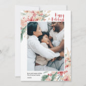 水彩フローラクリスマスホリデーフォトコラージュ シーズンカード (正面)