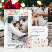 水彩フローラクリスマスホリデーフォトコラージュ シーズンカード