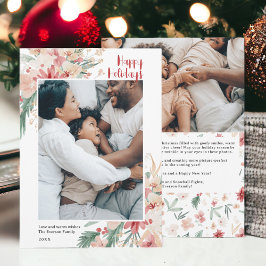 水彩フローラクリスマスホリデーフォトコラージュ シーズンカード