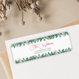 水彩フローラクリスマスホリデー ラベル