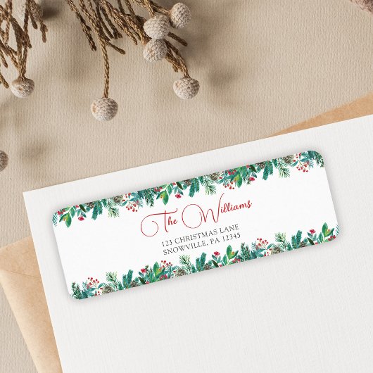 水彩フローラクリスマスホリデー ラベル