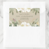 水彩フローラクリスマス差出人住所 長方形シール (バッグ)